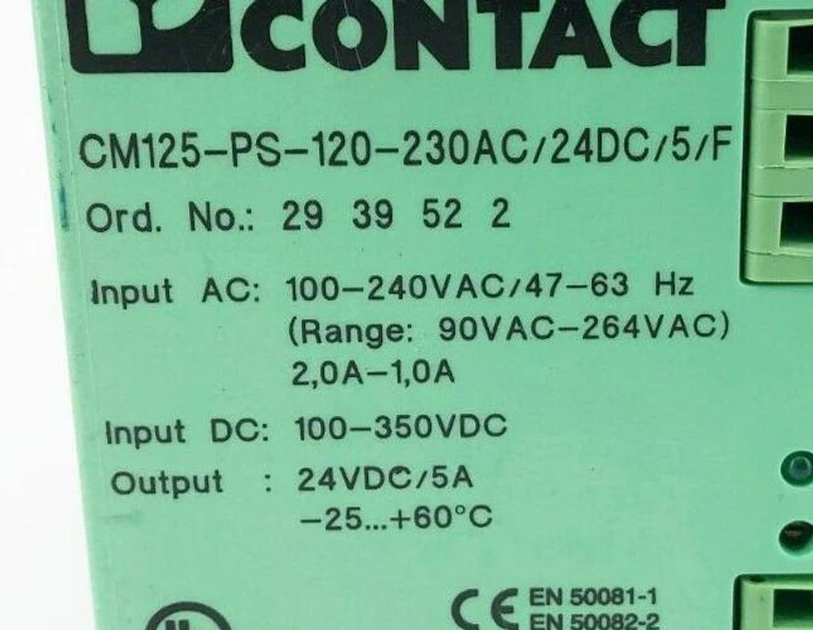 New Phoenix Contact CM125-PS-120-230AC/24DC/5/F Power Supply 24VDC 5A 2939522