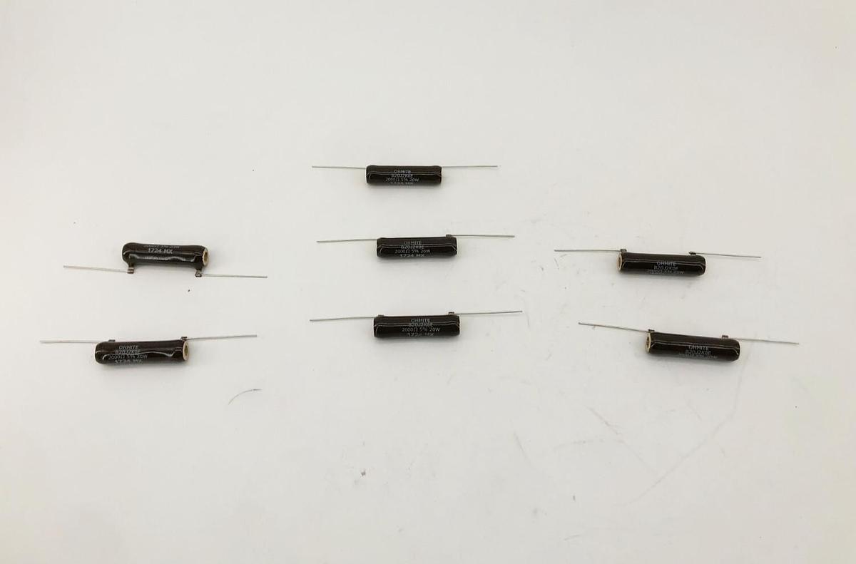 Lot of 7 New Ohmite B20JK2K0E Resistors 20W 2000 Ohms 5%