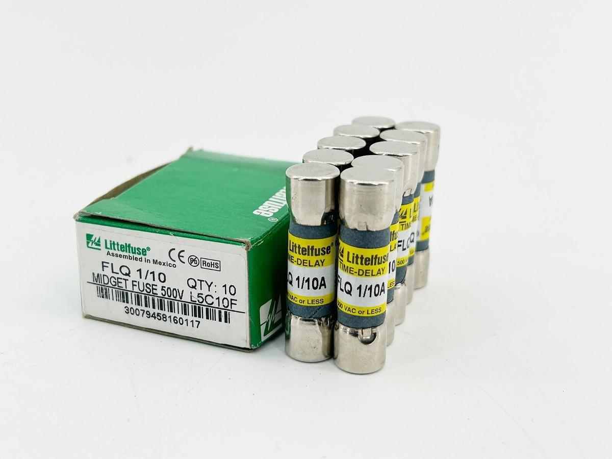 New Box of 10 Littelfuse FLQ-1/10 Time Delay Fuse 1/10A 500V