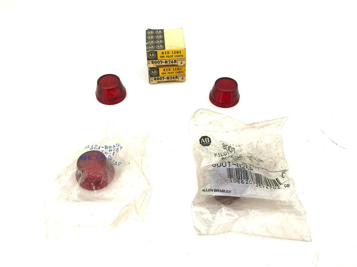Lot of 5 New Allen Bradley 800T-N26R Pilot Light Lenses Red