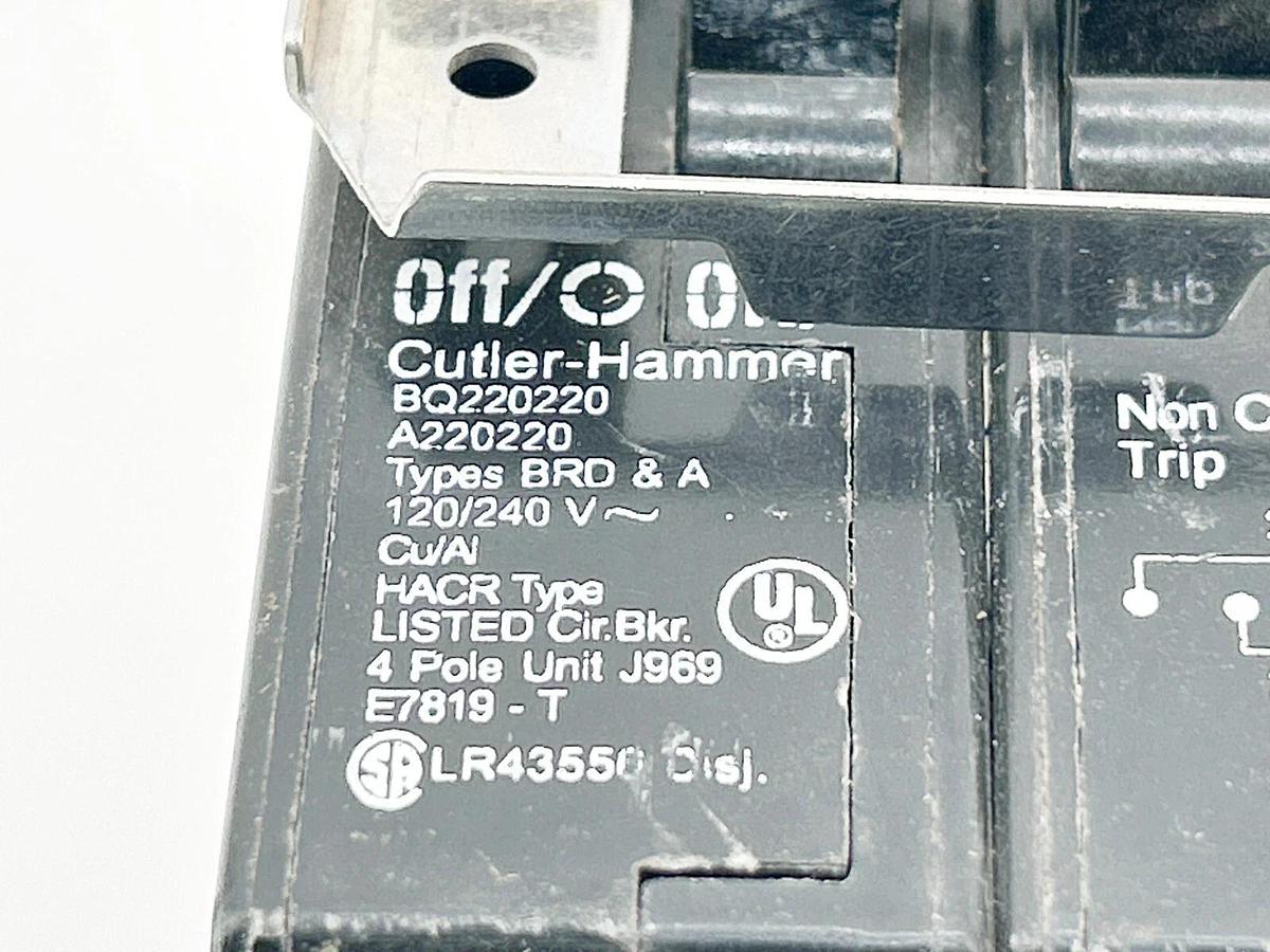 Used Cutler Hammer BQ220220 Circuit Breaker 2 Pole 20A 240V 14-4 AWG