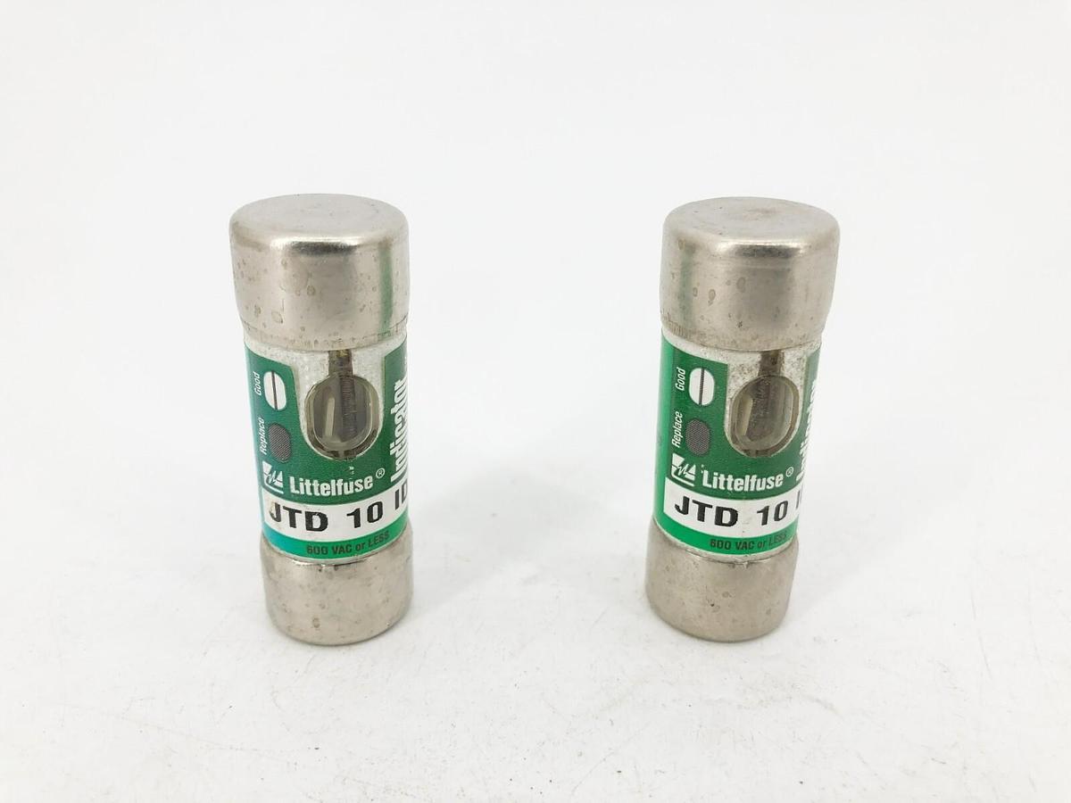 Lot of 2 New Littelfuse JTD 10 ID Time Delay Indicator Fuses 10A 600V Class J