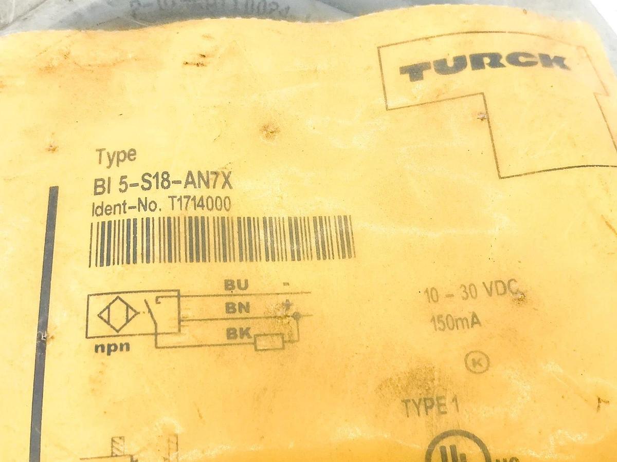 New Turck BI5-S18-AN7X Inductive Sensor 10-30VDC 150mA T1714000