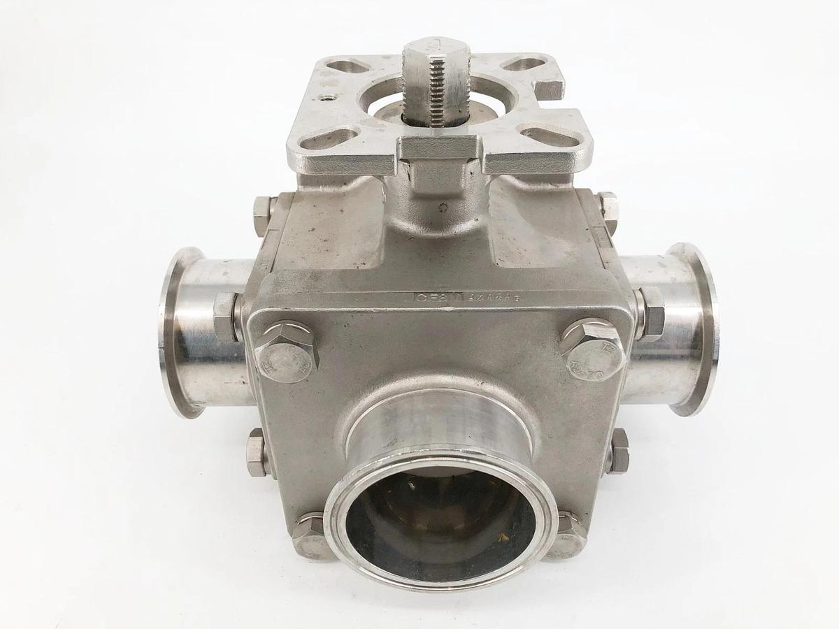 Used Haitima 3" CF8M 1000WOG Ball Valve 3-Way Stainless Steel