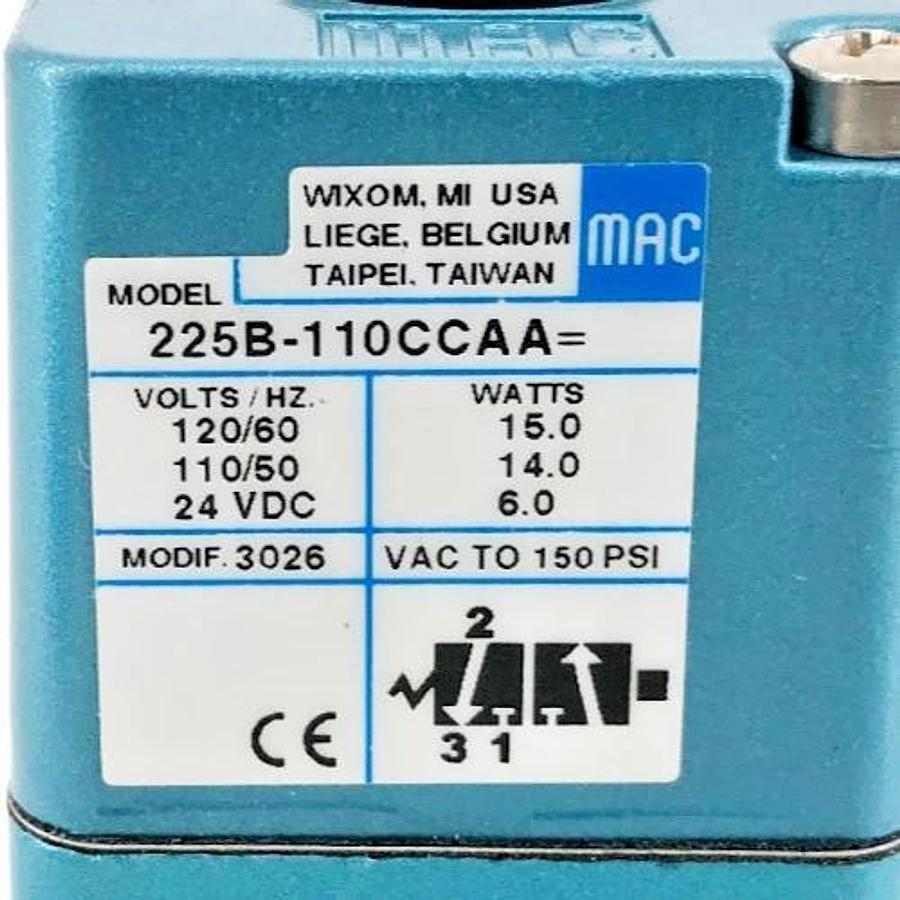 New MAC Valves 225B-110CCAA Solenoid Valve 110/120V 3/2-Way