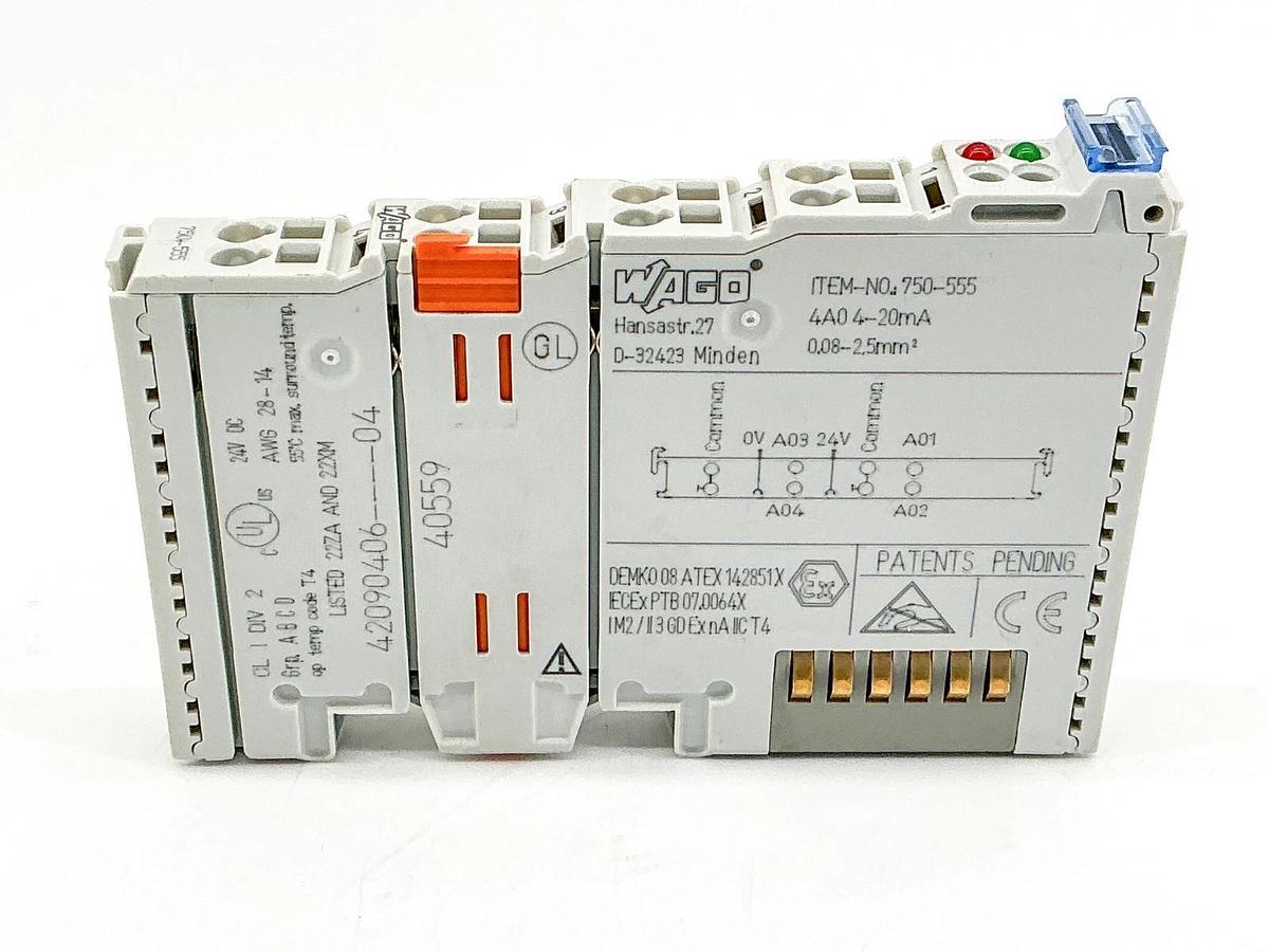 New Wago 750-555 4A0 Analog Output Module 4-20mA 24V D-32423 - No Box