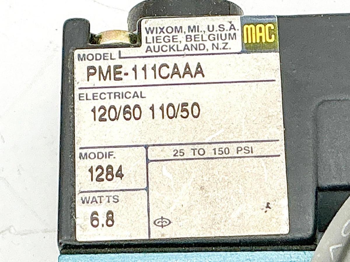 New Mac Valves PME-111CA Solenoid Valve 110/120V 6.8W 25-100PSI