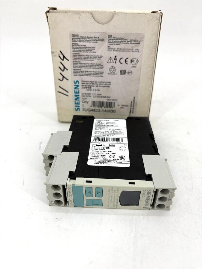 New Siemens 3UG4622-1AW30 Digital Current Monitoring Relay .05-10A Range