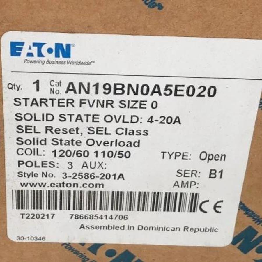 New Eaton AN19BN0A5E020 Solid State Overload Relay 4-20A 120V Size 0 6LDD9