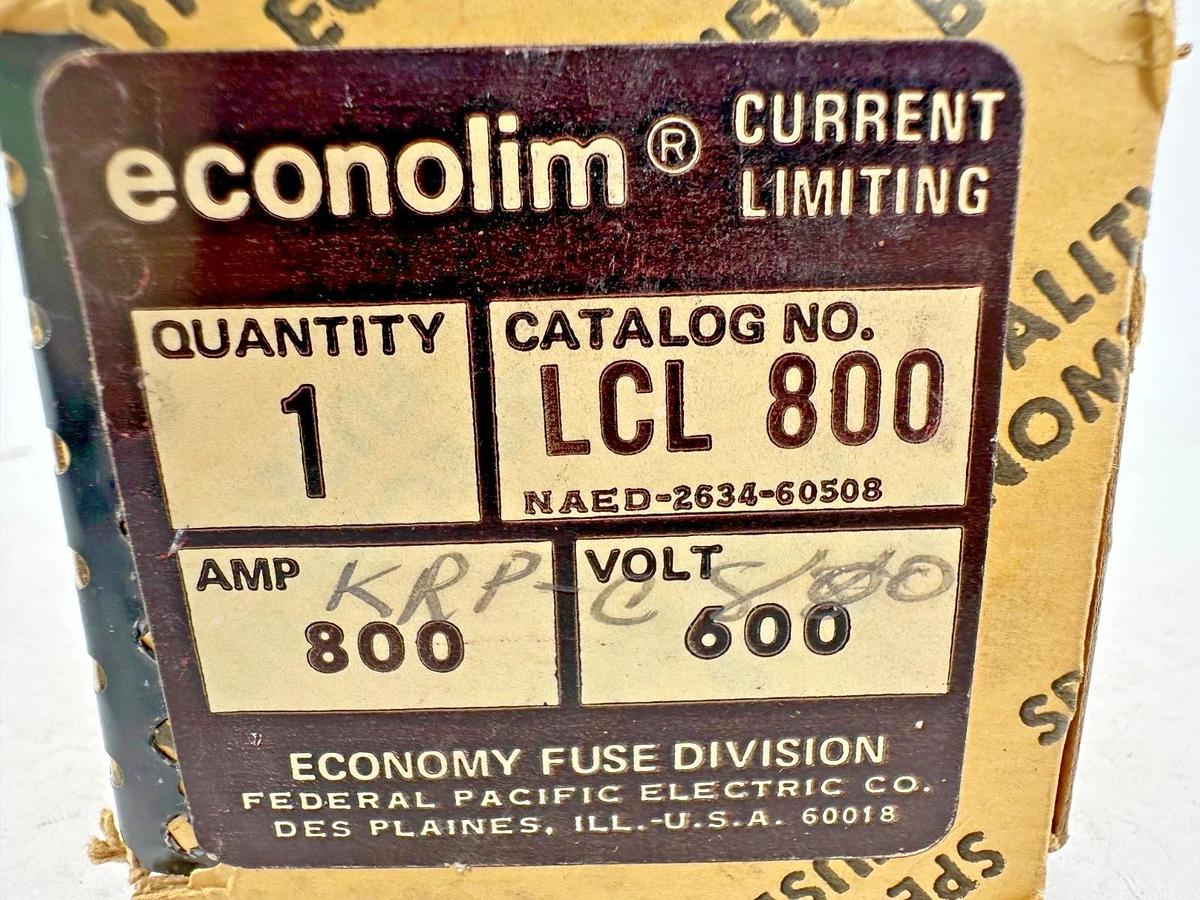New Econolim LCL-800 Current limiting Fuse Class L 800A 600V LCL800