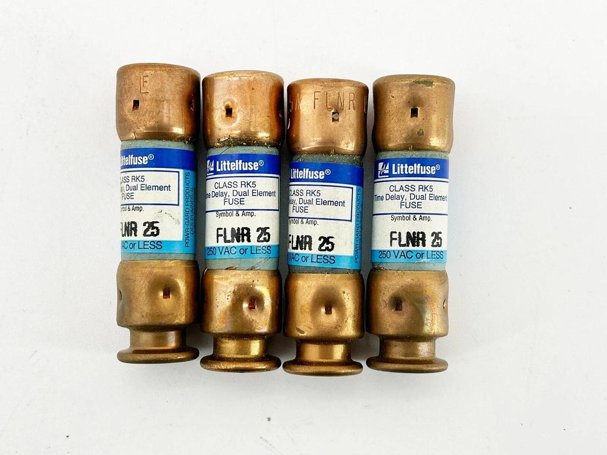 New Lot of 4 Littlelfuse FLNR 25 Time Delay Dual Element Fuse 25A 250V