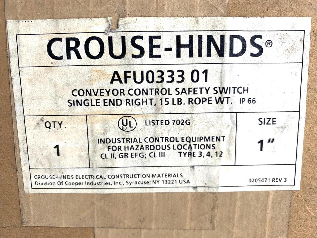 New Crouse-Hinds AFU0333 01 Conveyor Control Safety Switch Single End Right