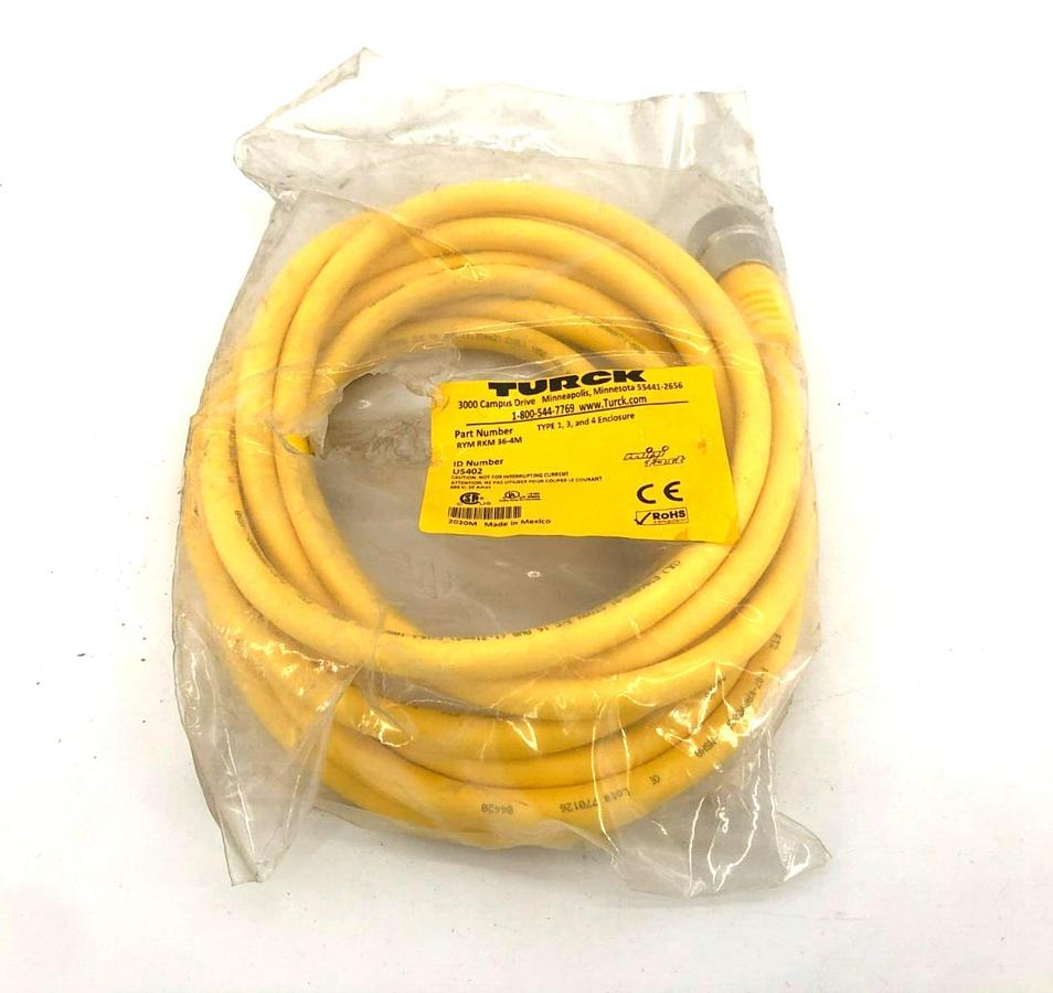 New Turck U5402 Minifast Cordset, 600V, 10 A, RYM RKM 36-4M