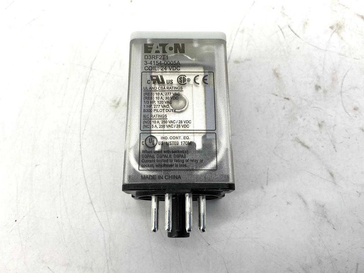 New Eaton D3RF2T1 DPDT Octal Relay Full Feature Coil: 24V 8-Pin 3-4154-0005A