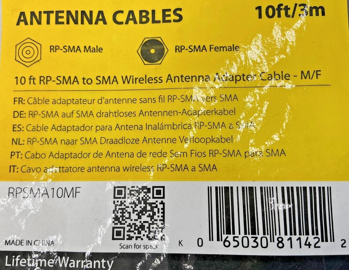 Lot of 3 New StarTech RPSMA10MF Antenna Cables 10ft/3m RP-SMA Male RP-SMA Female