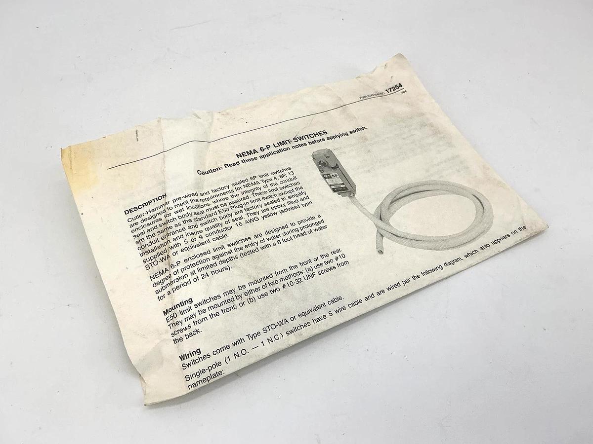 New Eaton Cutler-Hammer E50RAS Limit Switch with 8ft Cable