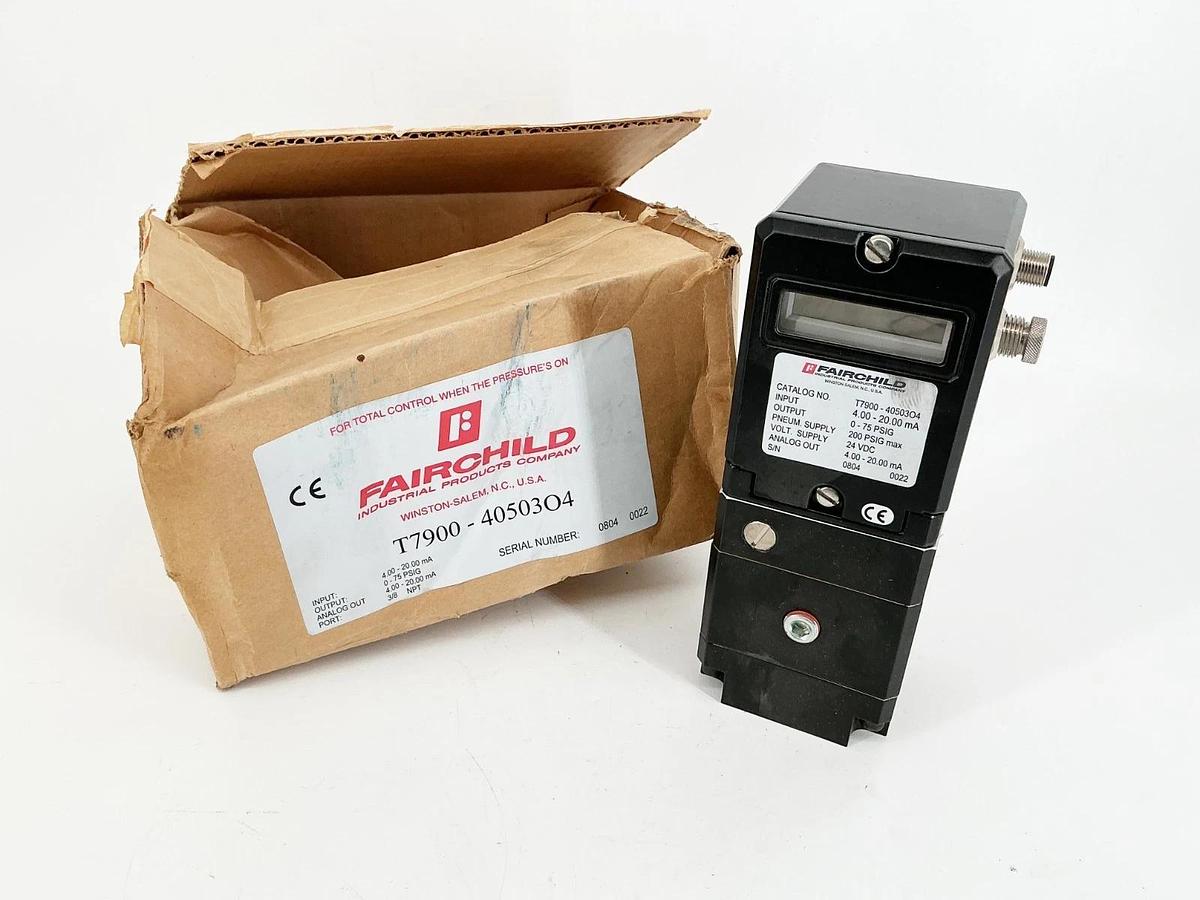New Fairchild T7900-40503O4 Transducer 4-20mA 0-75PSIG 200PSIG Max 24VDC