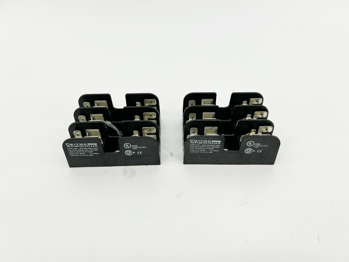 Lot of 2 New Ferraz Shawmut 30313R Fuse Holders, 3P, 600V, 30A