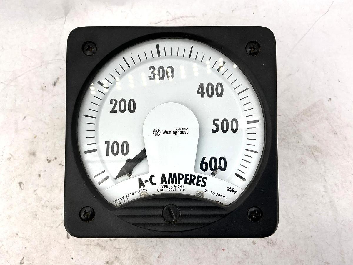 New Westinghouse 291B461A26 Analog Panel Meter Type KA-241 0-600Amps 25-200CY/HZ
