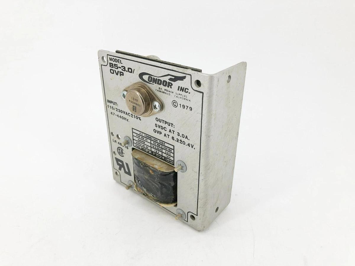 Used Condor B5-3.0/OVP Power Supply Input: 115/230VAC Output: 5VDC 3A