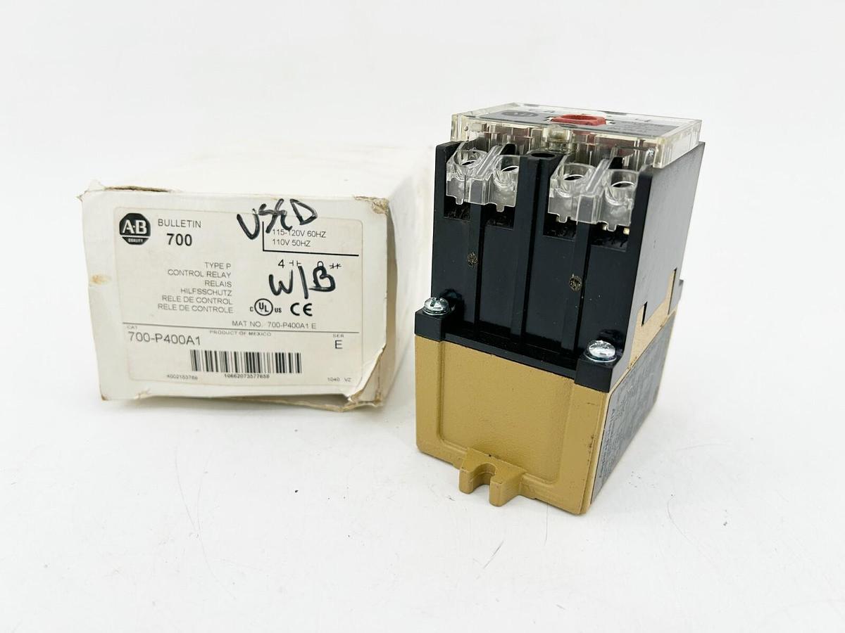 Used Allen Bradley 700-P400A1 Control Relay 115/120V 50/60Hz Ser.E