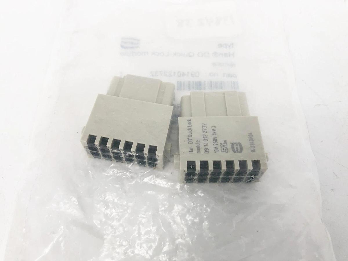 Bag of 2 New Harting 09140122732 Han DD Quick-Lock Modules Female 10A 250V