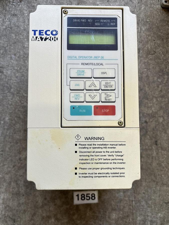 Used TECO Westinghouse E510-401-H3N4-U Frequency Inverter 3PH 0-480V 0-599Hz 2.3A Out