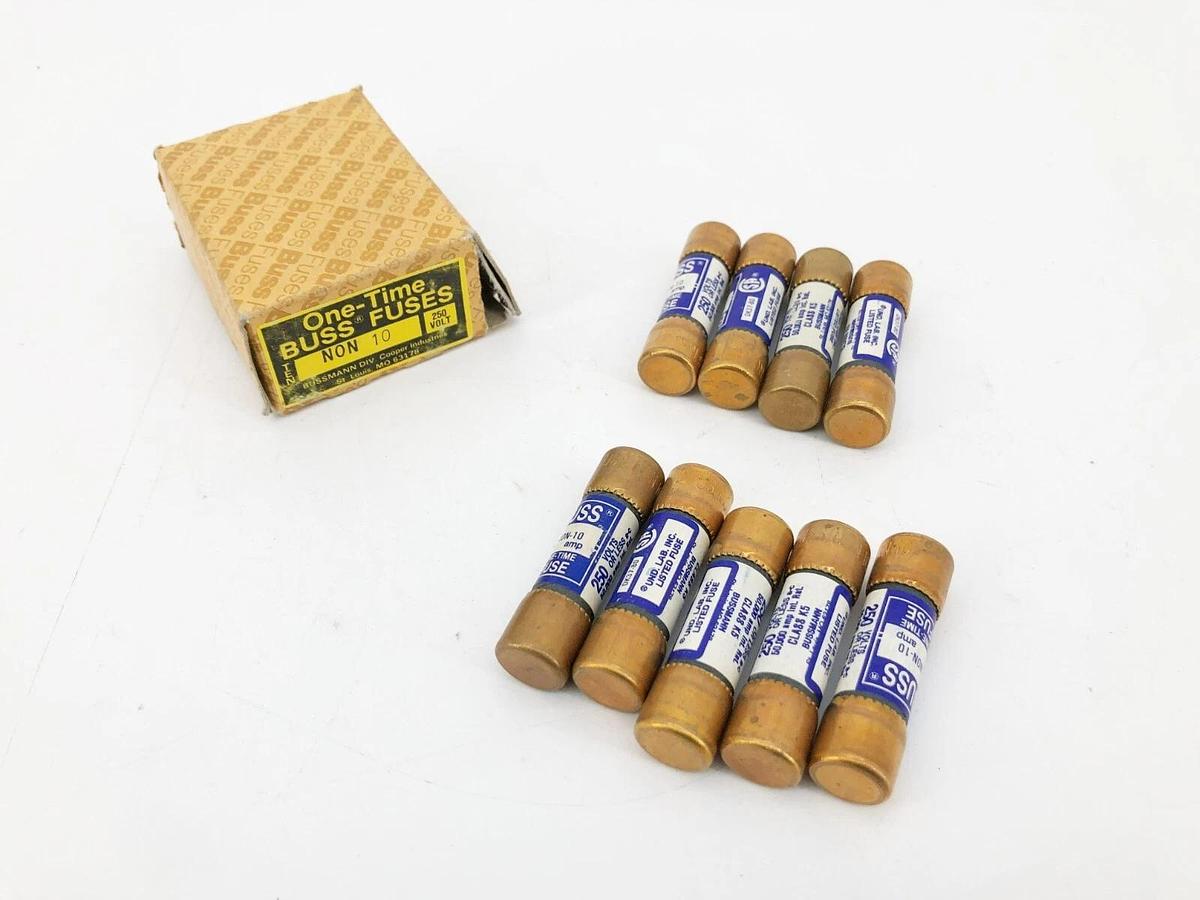 Lot of 9 New Bussmann NON-10 Fuses 10A 250V Class K5