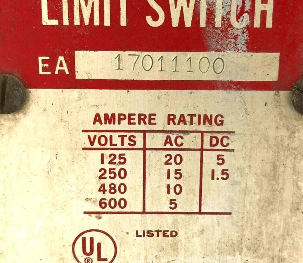Used Namco Controls EA170-11100 Snap-Lock Limit Switch 600VAC
