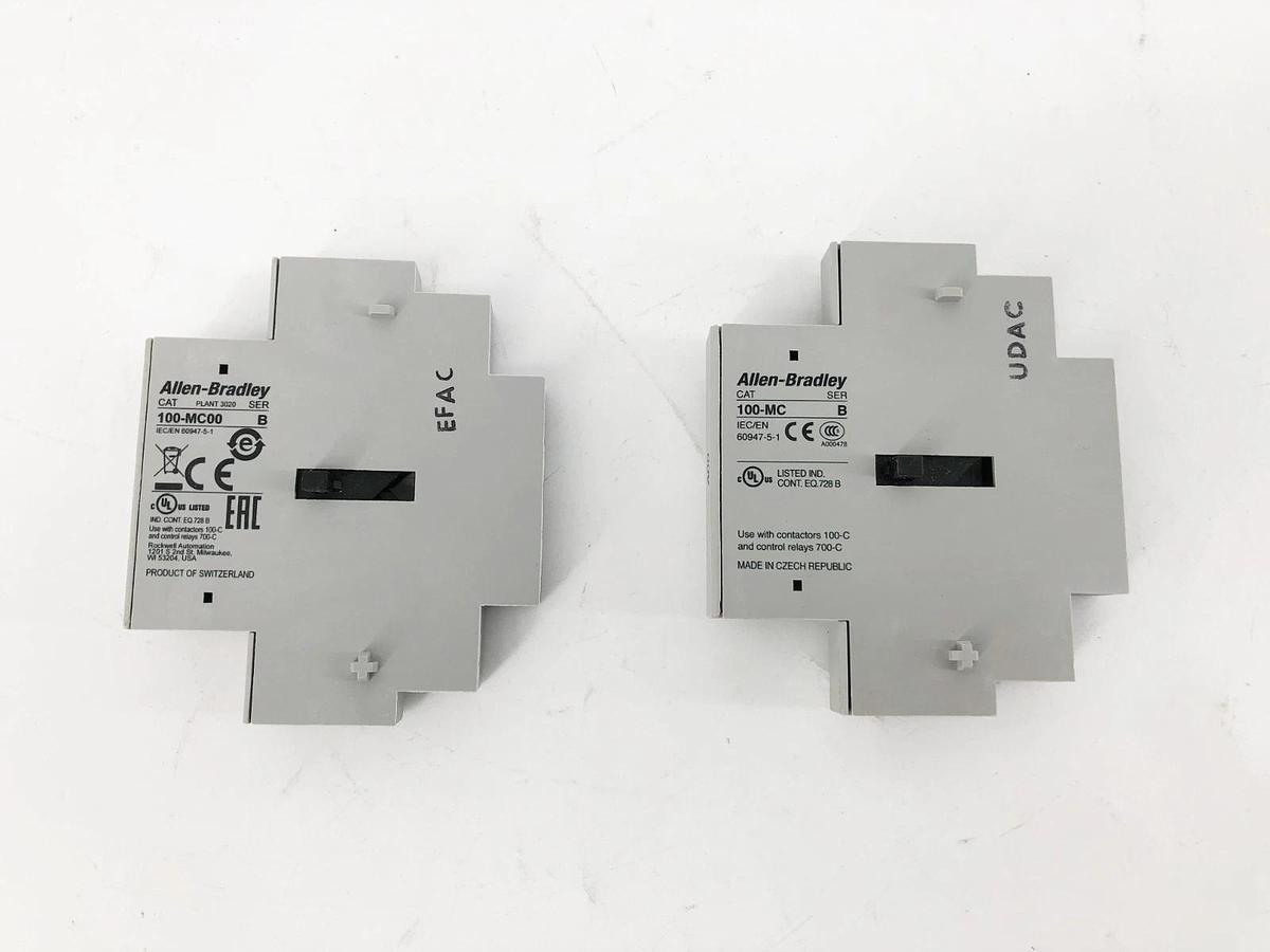 Lot of 2 New Allen Bradley 100-MCA00 Ser. B Auxiliary Contactor Interlocks