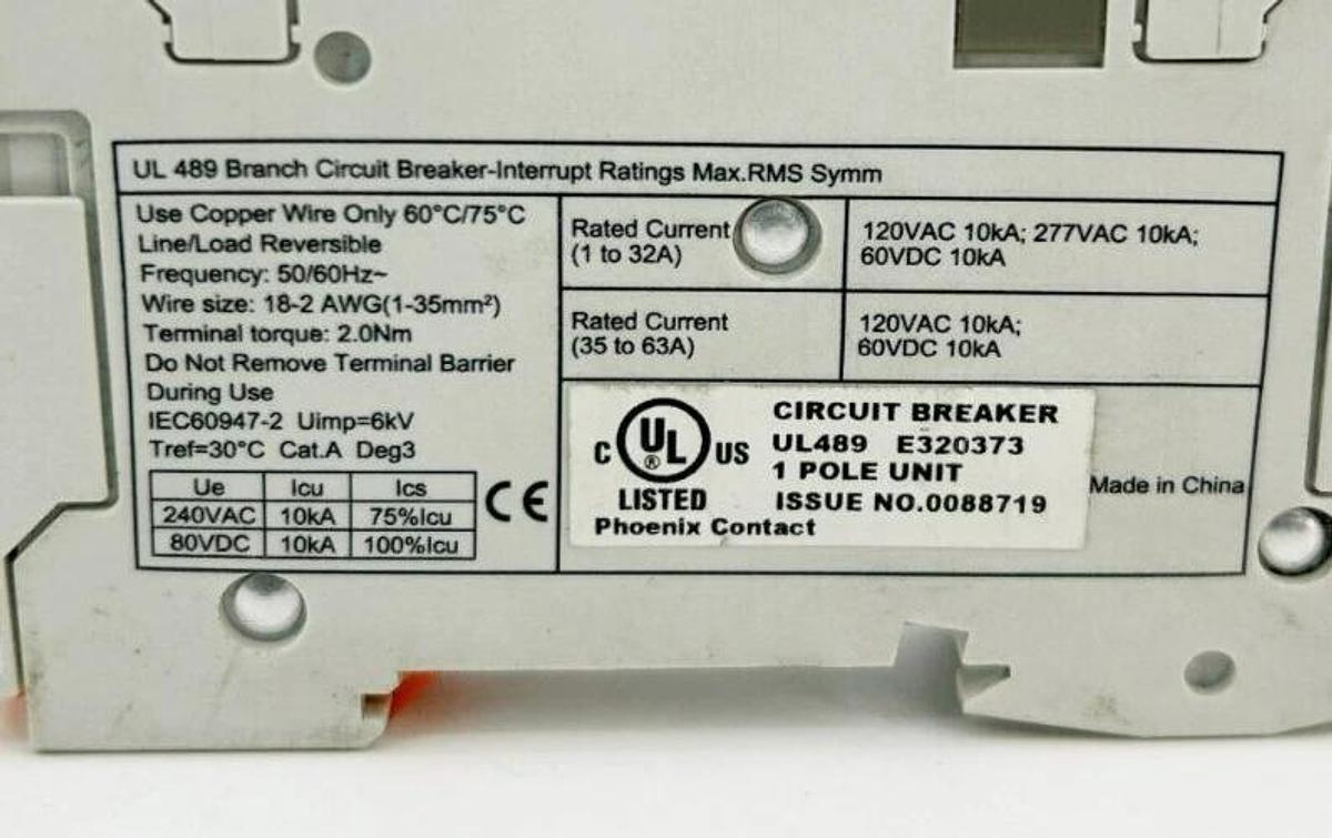 Lot of 3 New Phoenix Contact TMC 81B 01A Circuit Breakers 2907478