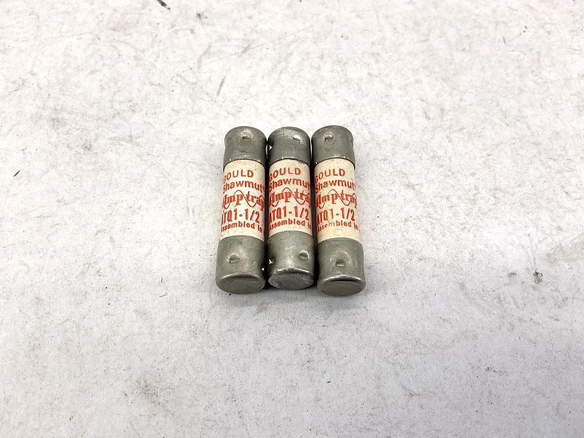 Lot of 3 New Gould Shawmut ATQ1-1/2 Amp-Trap Time-Delay Fuse 1-1/2A 500V