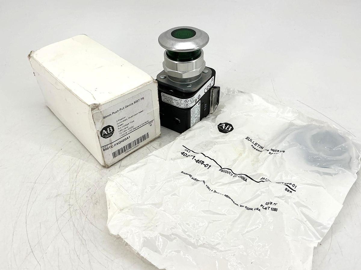 New Allen Bradley 800TC-FXQH2GA1 Ser U Push-Pull Device 2-Pos Green LED 12-130V