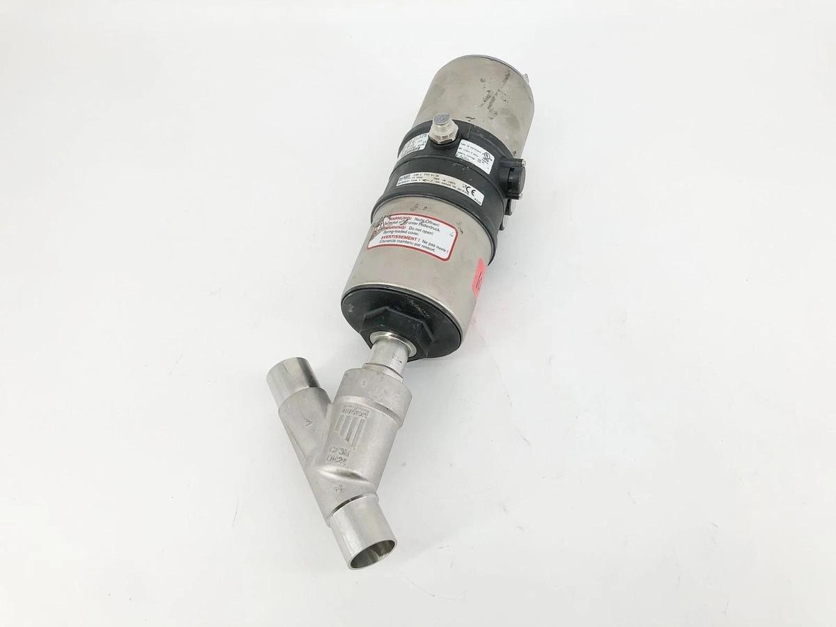 Used Burkert 2100A-PTFE-Kv18 Valve w/ 8691-E3-..-0PU02 Single Act Pilot 00186622