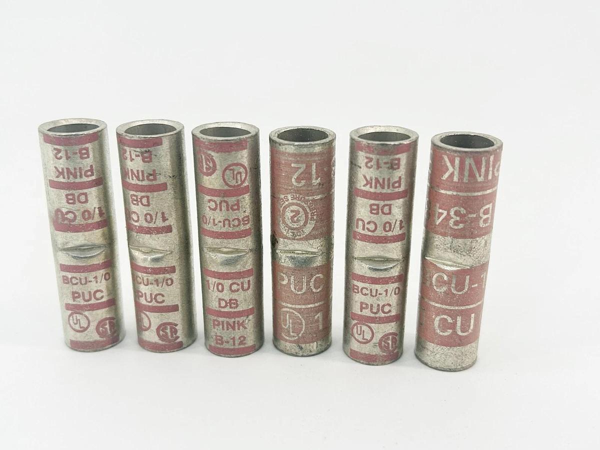 New Lot of 6 Penn Union BCU-1/0 Splice Connector 1/0 Pink