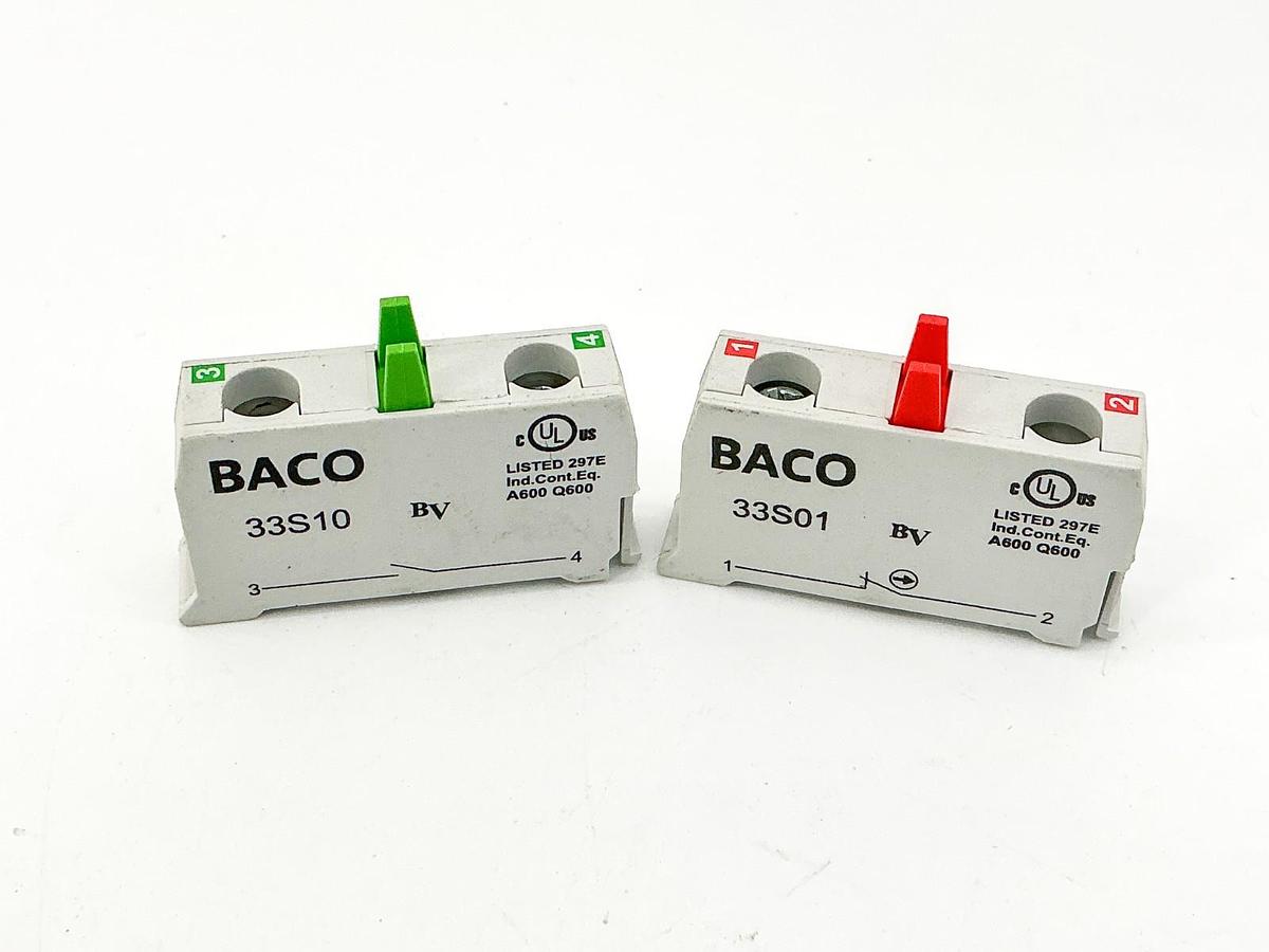 New Pack of BACO 33S01 + 33S10 Contact Blocks 10 690V - No Box