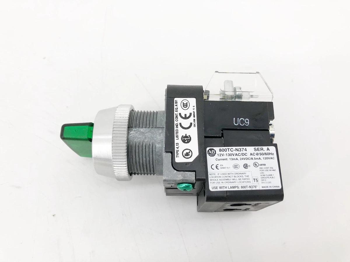 New Allen-Bradley 800T-2JGH91KB7AX Green Illuminated Pushbutton 12-130VAC/DC