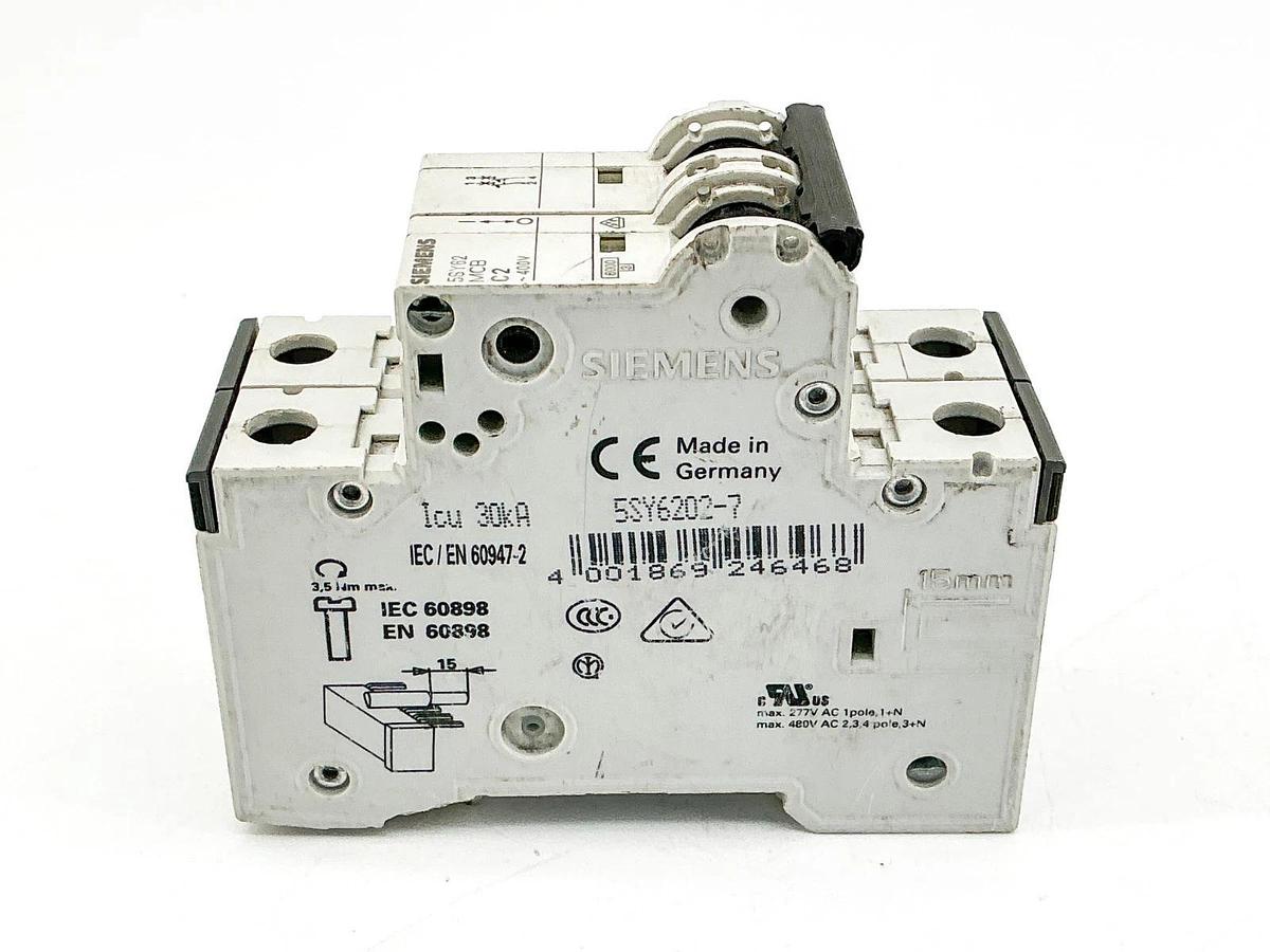 New Siemens 5SY6202-7 Mini Circuit Breaker 400V 2P - No Box