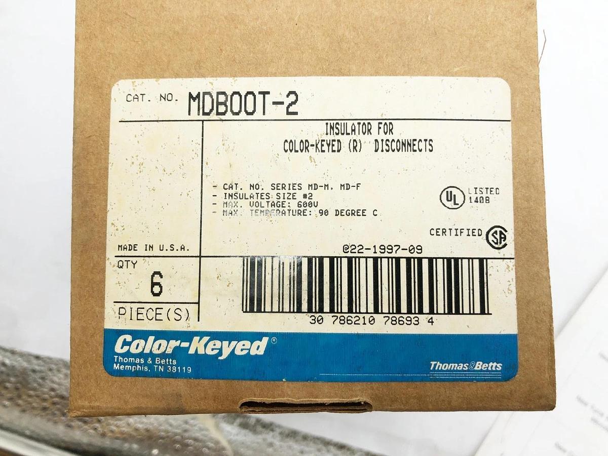 Box of 6 New Thomas & Betts MDBOOT-2 Insulators for Color-Keyed (R) Disconnects