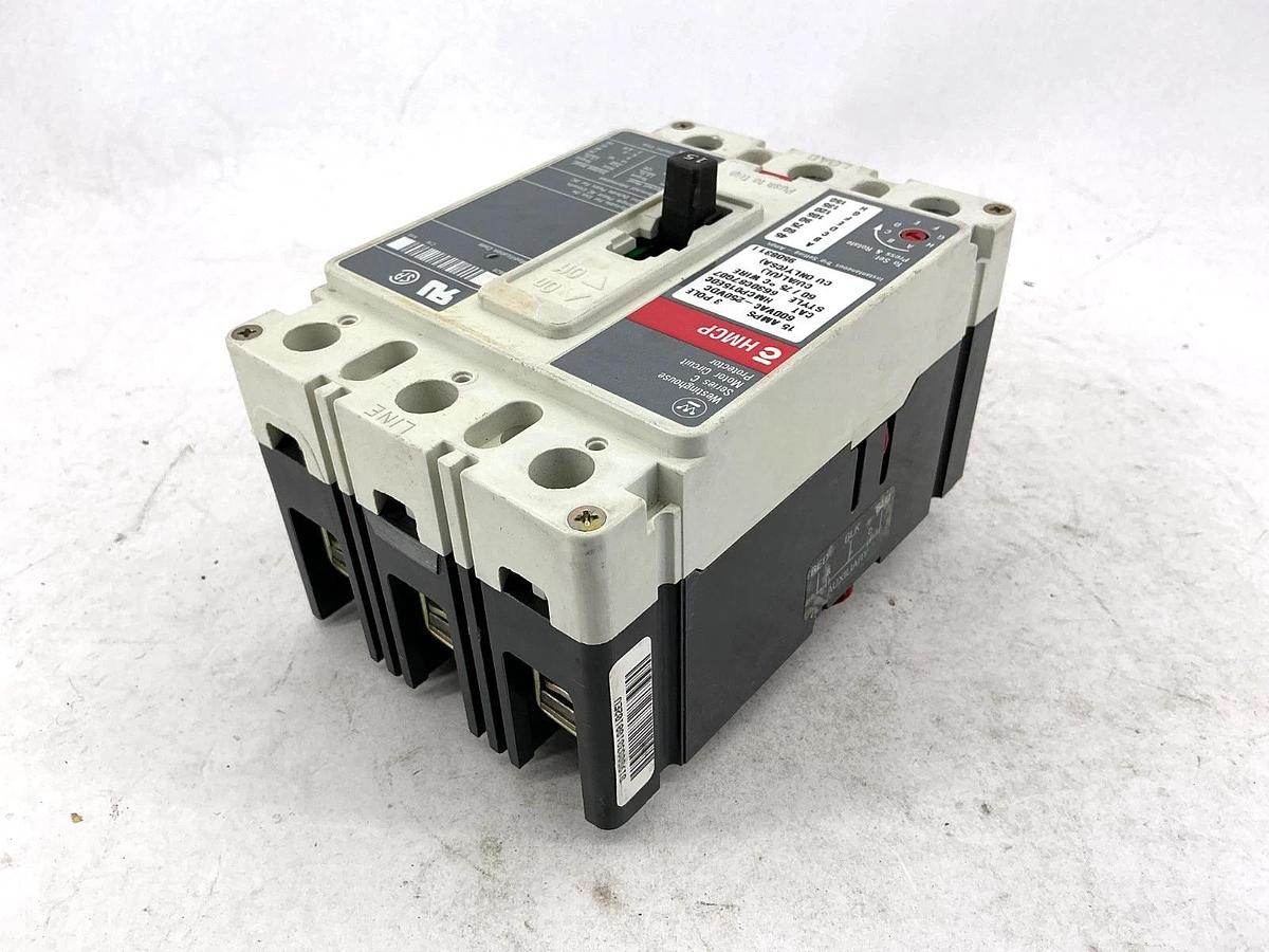 Used Westinghouse HMCP015E0C Ser C Motor Circuit Breaker 3-Pole 15A 600VAC