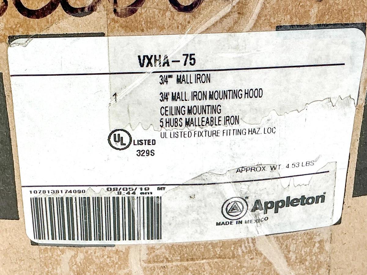 New Emerson Appleton VXHA-75 Wall Iron 3/4" Ceiling Mounting 5 Hub