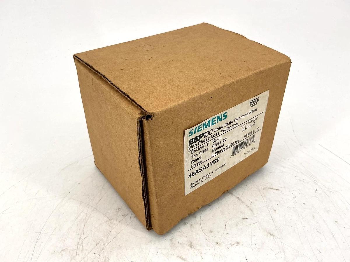 New Siemens 48ASA3M20 Ser C Overload Relay Solid State 3PH 50/60HZ 0.25-1FLA