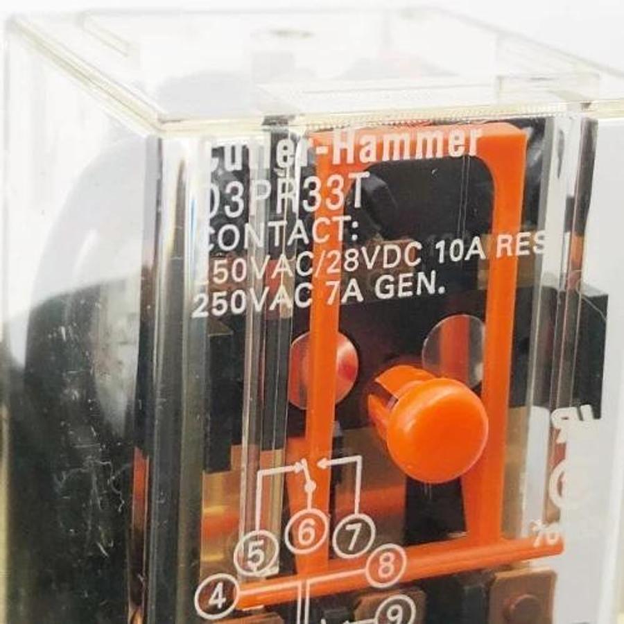 New Cutler Hammer D3PR33T Relay 3PDT 24VAC w/ Test Button