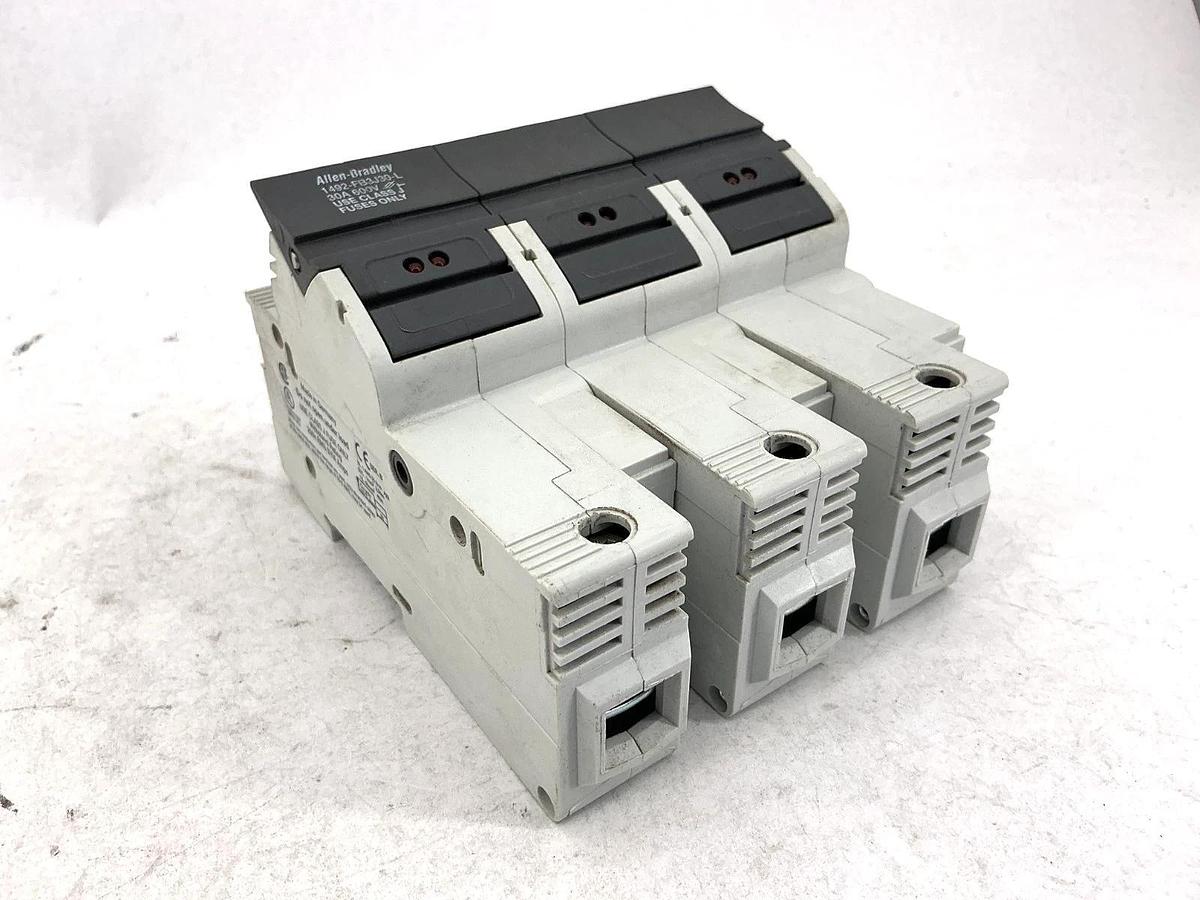 Used Lot of 2 Allen Bradley 1492-FB3J30-L Ser B Fuse Holder 30A 600V Class J Fuse