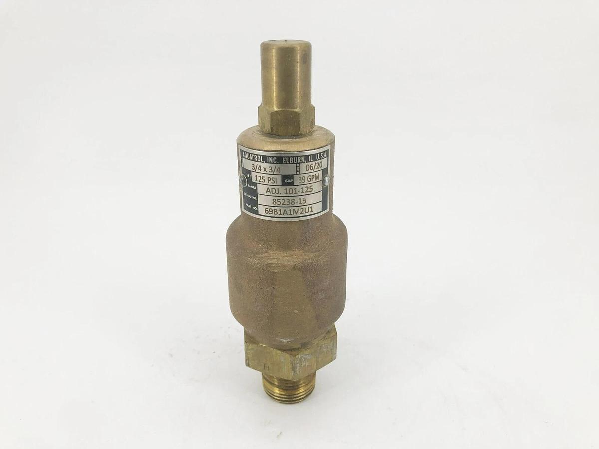 Used Aquatrol 69B1A1M2U1 Adjustable Relief Valve 3/4" x 3/4" MNPT x FNPT Set 125psi