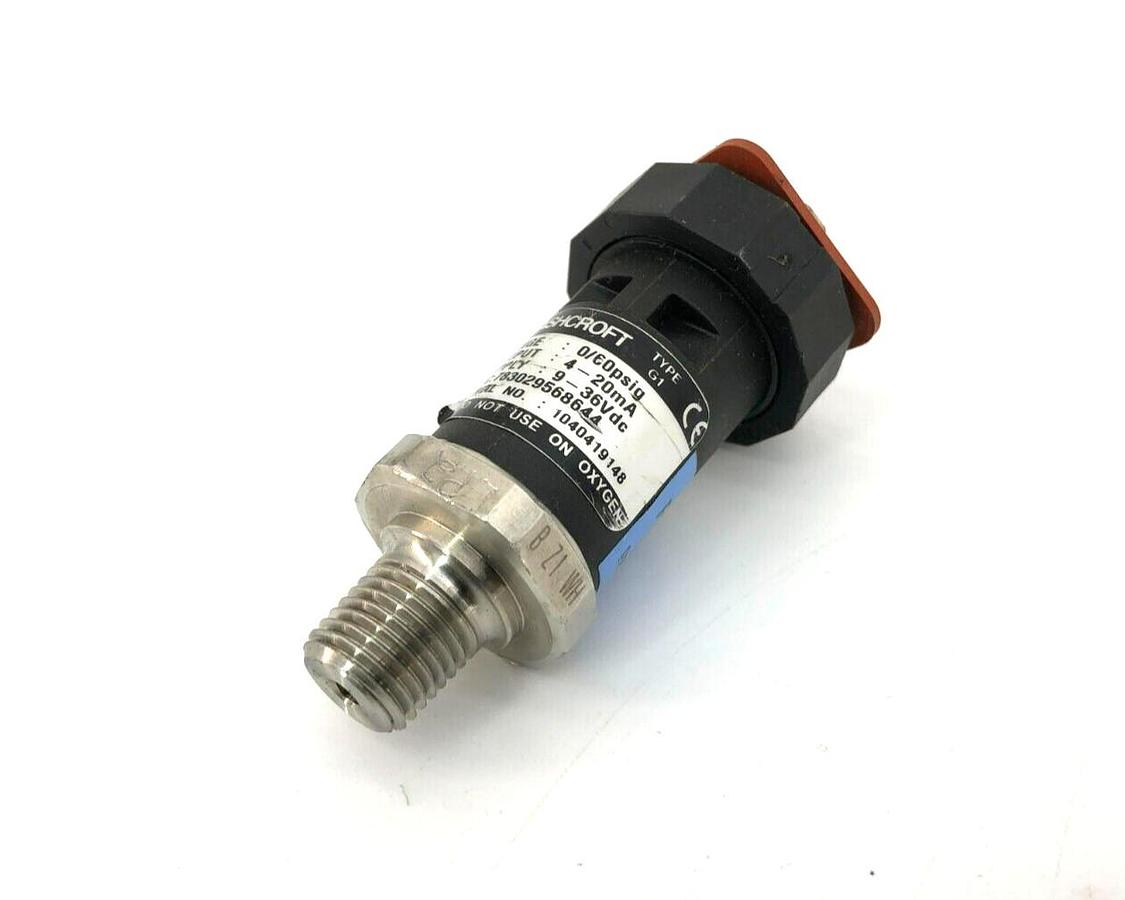 Used Ashcroft G17M0242DO60# Pressure Transducer 0 To 60 PSI (Missing Parts)