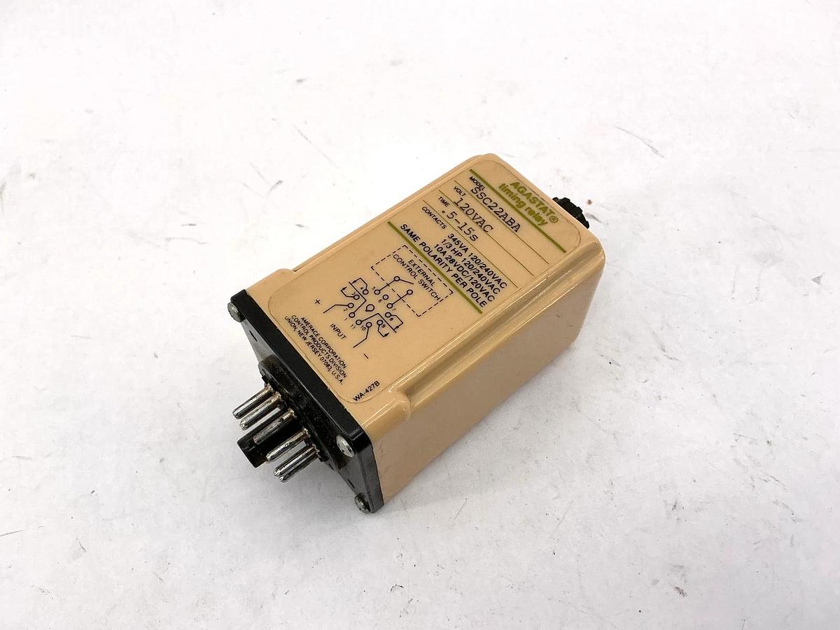 Used AGASTAT SSC22ABA Timing Relay 120VAC Time 0.5-15sec 11-Pin