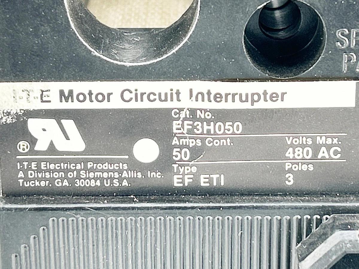 New ITE EF3H050 Motor Circuit Breaker 50A 3P 600V - No Box