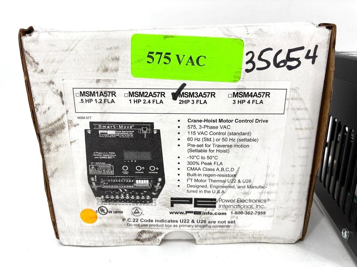 New Power Electronics MSM3A57R Crane Hoist Motor Control Drive 2HP 575V 3ph