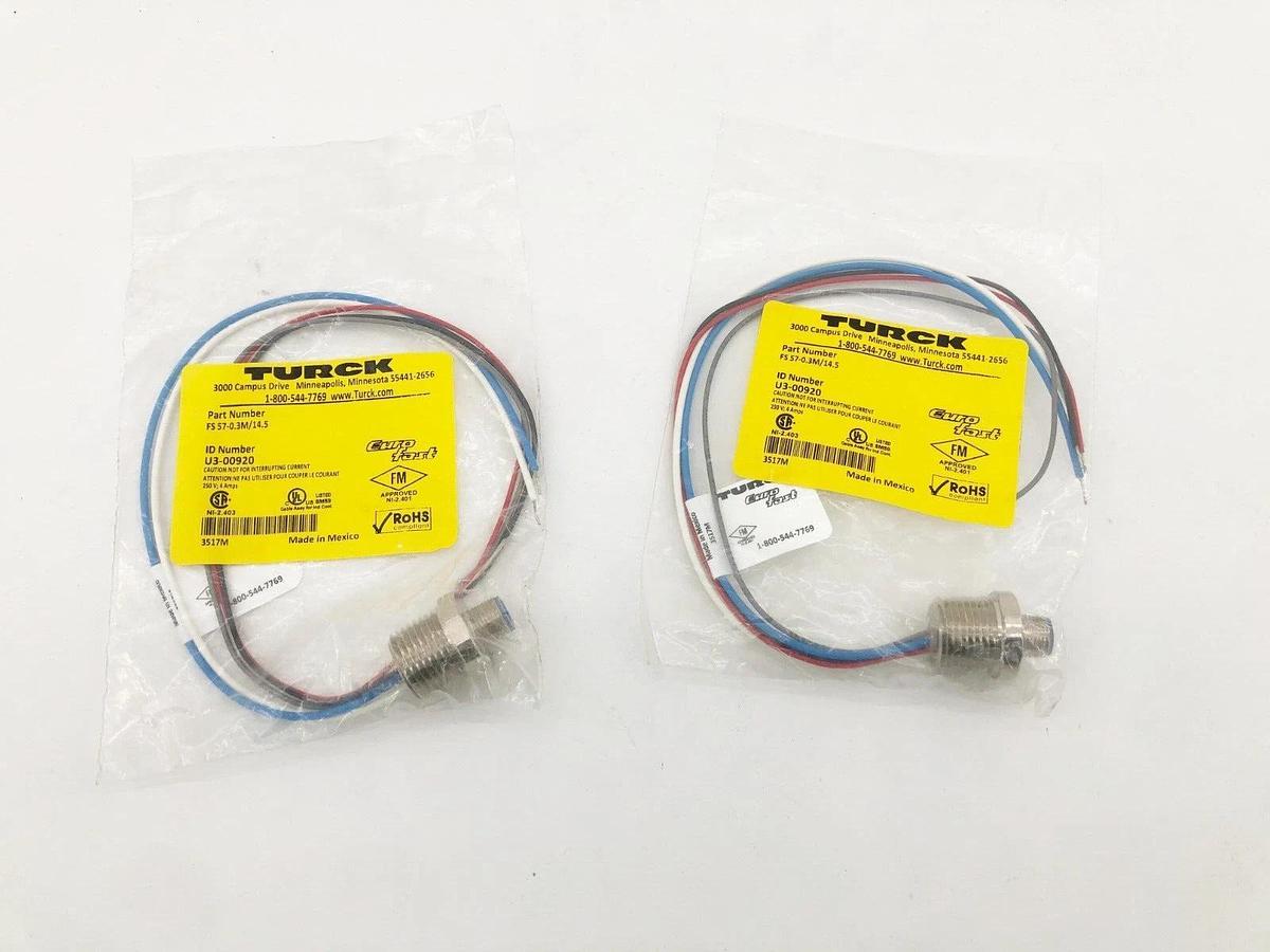 Lot of 2 New Turck FS 57-0.3M/14.5 Male Single End Receptacles 250VAC 4A